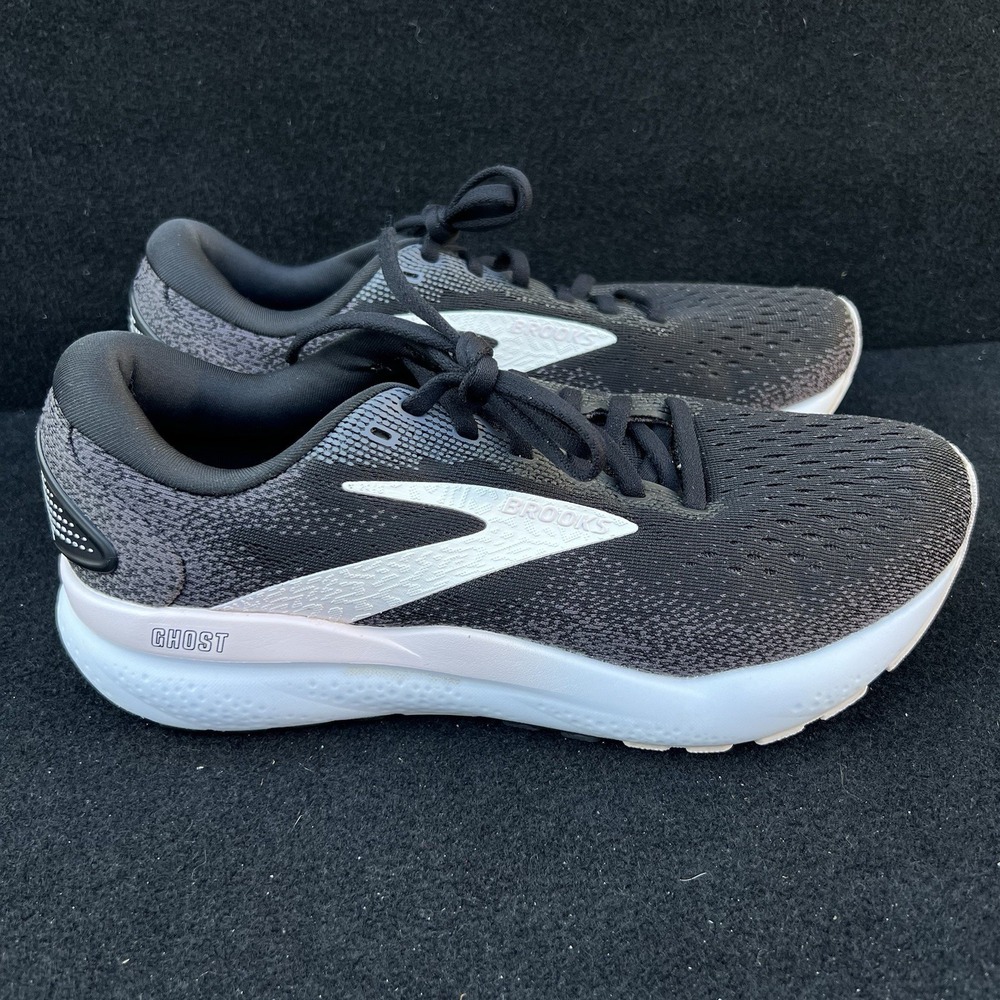 Brooks Ghost 16 Womens Running Shoes Black Grey White Size 8.5 B Sneaker Walking